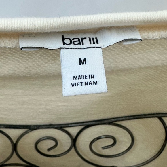 BAR III white cropped sweater with silver details size M - Picture 2 of 6